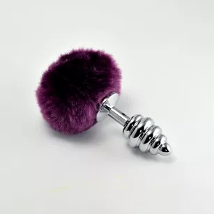 Spiral Pompon Metal Plug Purple