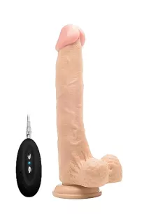 Vibrating Realistic Cock - 10"" - With Scrotum - Skin