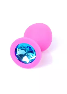 Plug-Jewellery Pink Silicon PLUG Medium- Light Blue Diamond