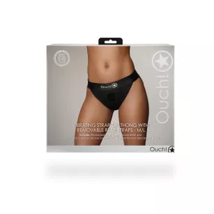 Vibrating Strap-on Thong with Removable Rear Straps - M/L