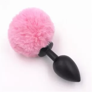 Bunny plug 3 - pack  black with pink tail starter 3 - pack