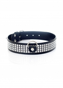 Fetish B - Series Collar with crystals 3 cm silver