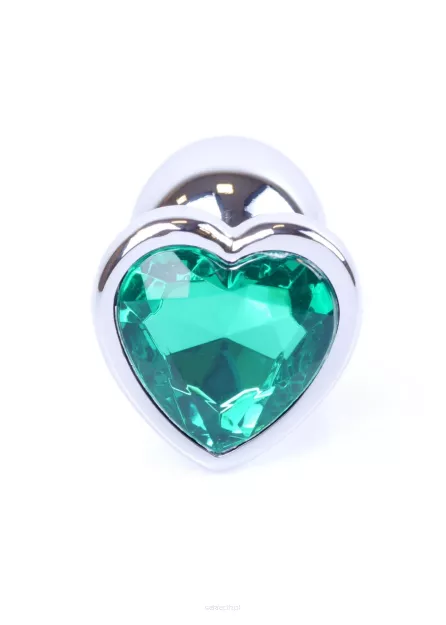 Plug-Jewellery Silver  Heart PLUG- Green