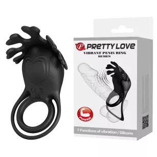 PRETTY LOVE - VIBRANT PENIS RING RUBEN Black, 7 vibration functions