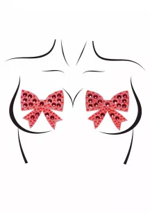 Rhinestone bow nipple jewels Red