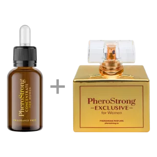 PheroStrong EXCLUSIVE for Women - Perfumy 50ml + Concentrate 7,5ml - Perfumy z Feromonami + Bezzapachowy Koncentrat Feromonów