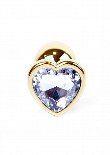 Plug-Jewellery Gold  Heart PLUG- Clear