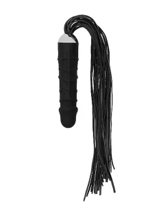 Black Whip with Realistic Silicone Dildo - Black