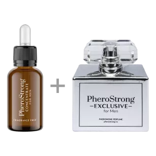 PheroStrong EXCLUSIVE for Men - Perfum 50ml + Concentrate 7,5ml - Perfumy z Feromonami + Bezzapachowy Koncentrat Feromonów