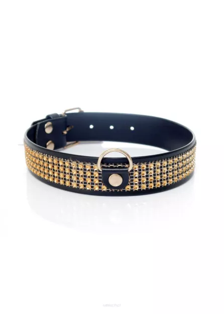 Fetish B - Series Collar with crystals 3 cm gold